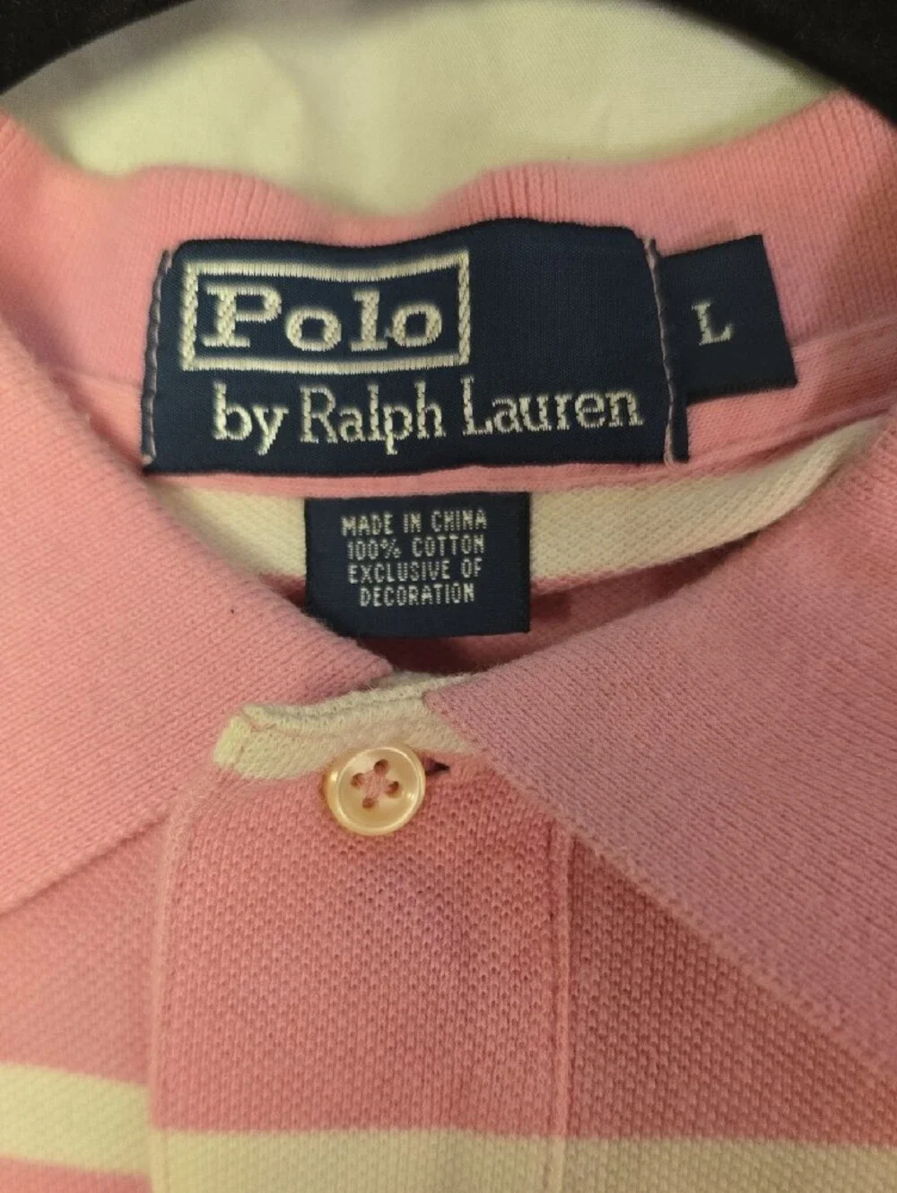 Ralph Lauren Pink & White Striped Polo with Navy Pony Embroidery